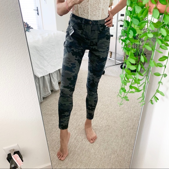 Rise Camo Moto Jeggings Skinny Pants 